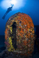 The WW1 Lundy Wreck at Kabatepe in Northern Aegean Sea. Nikon D200 with 10.5mm fish-eye lens in Sea&Sea Housing. 2xYS-110 Strobe both running in TTL mode. 